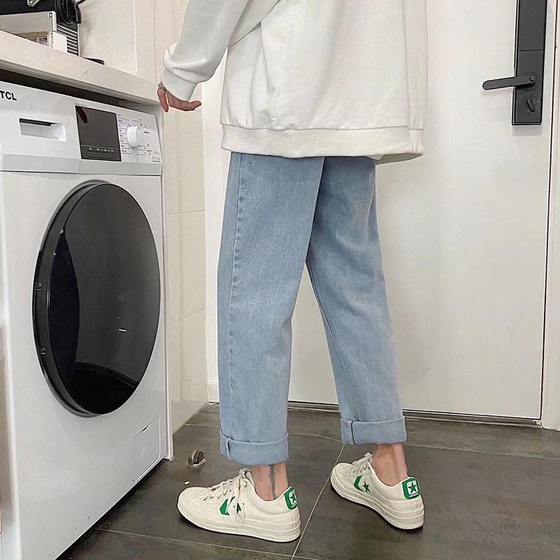 Quần Jeans Ống Rộng Lưng Thun Thoải Mái Phong Cách Thời Trang Hàn Quốc Cho Nam Giới size S-5XL