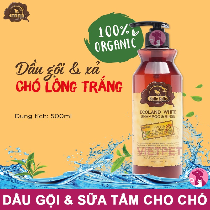 🧧 [SALE TẾT]🧧 Sữa tắm/ Dầu gội và xả chó lông trắng Budle'Budle (500ml)(Nhập Khẩu Hàn Quốc)