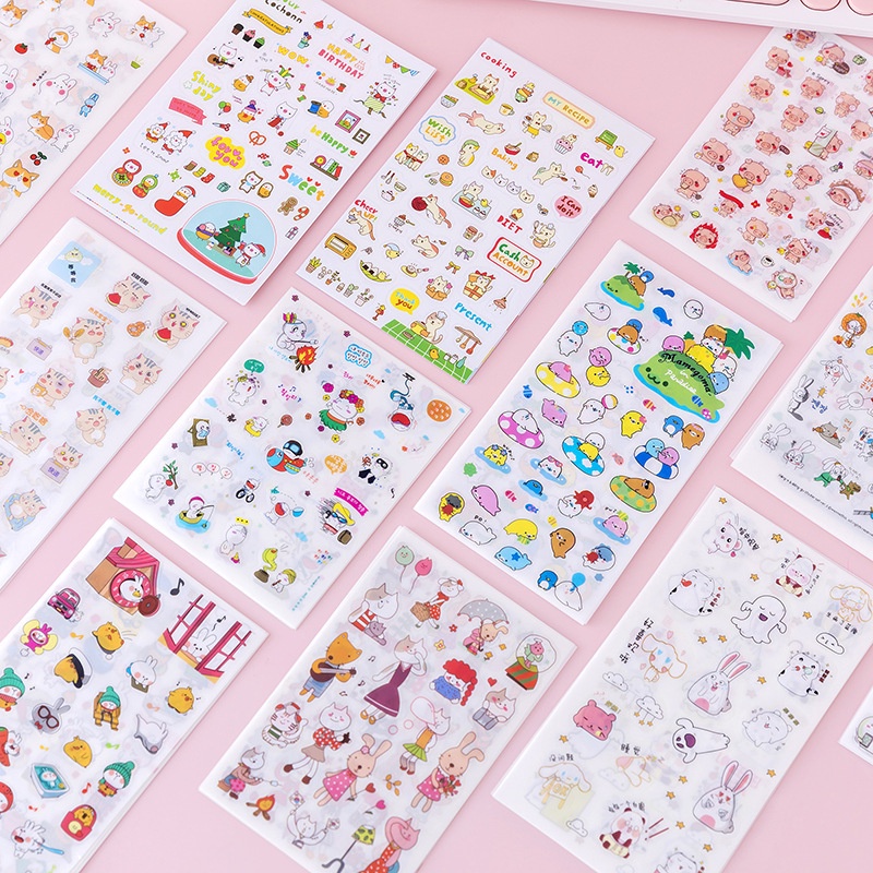 Sticker Cute Dán Sổ Mix Nhiều Mẫu, Set 6 Tấm