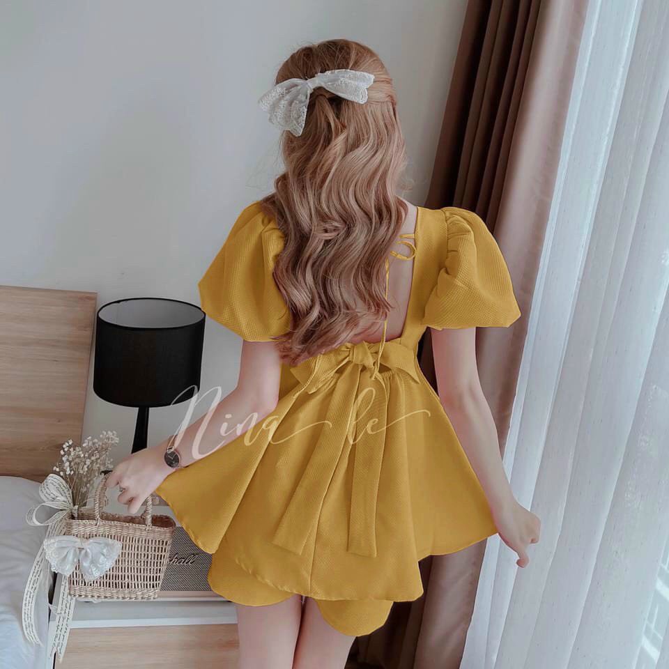 SÉT NỮ TAY BỒNG NƠ LƯNG TÙNG PHỒNG PHỐI QUẦN CẠP CAO CÓ MÚT CỰC XINH VLTN SHOP