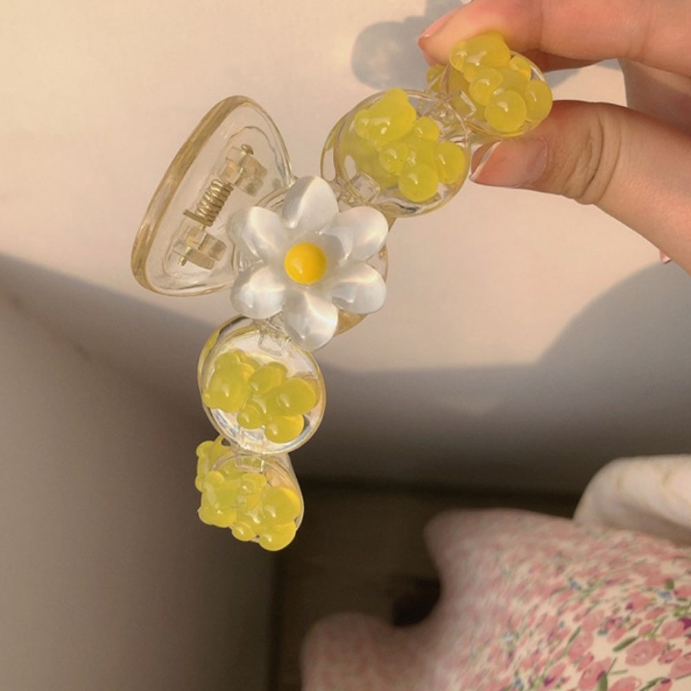 Kẹp Tóc Nhựa Hình Bông Hoa Màu Vàng Phong Cách Hàn Quốc Mới Cho Nữ