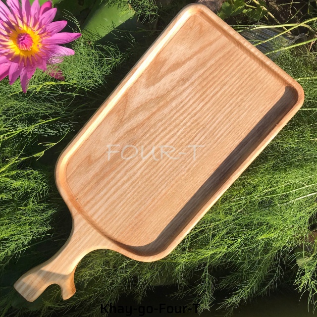 Khay Gỗ Decor Đựng Thức Ăn Thớt Gỗ Trang Trí Nguyên Khối Hình Chữ Nhật Đựng Ấm Trà Mứt Tết Đẹp Dai Bền, Four-T Shop