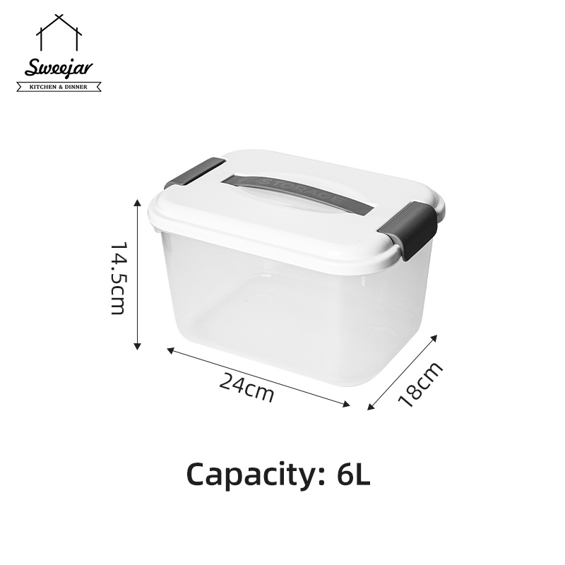 Sweejar Hộp Nhựa PP Trong Suốt Đựng Sách/Đồ Chơi/Sách Với Tay Cầm Chống Thấm Nước 6L/10L/20L/30L