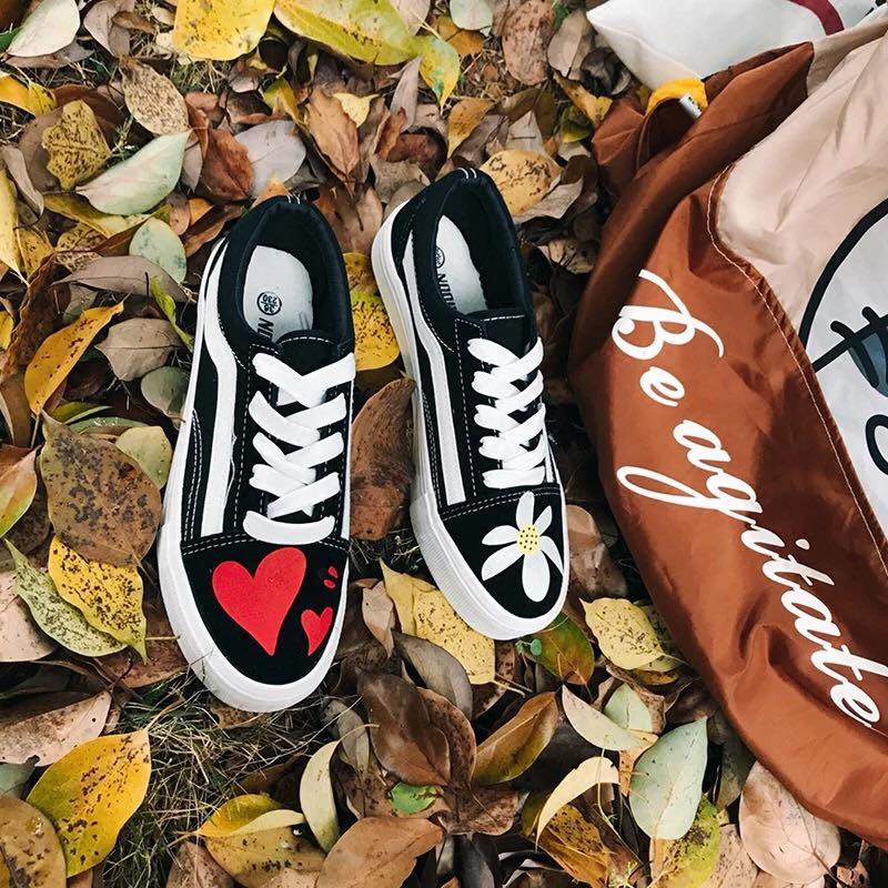 giày thể thao giày sneaker hoa tim GDRAGON Hàn Quốc