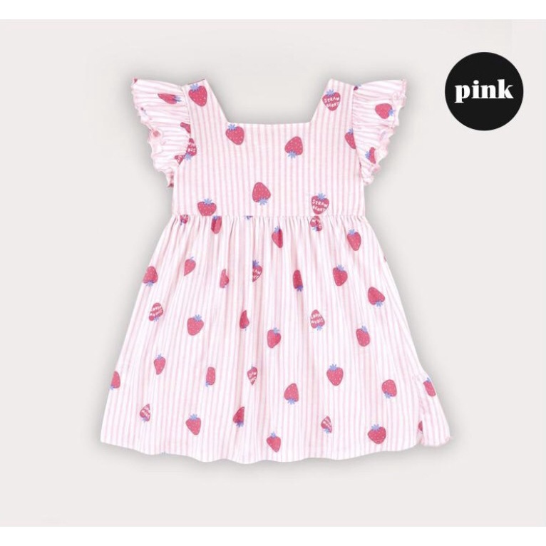 Váy cotton bé gái họa tiết dâu Hej. HA2926