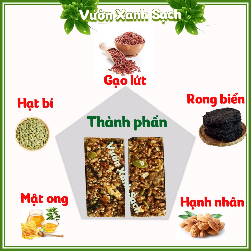 Rong biển - Thanh gạo lứt - Thanh  Ngũ cốc - Ăn Chay - Thanh Ăn Sáng Siêu - Hạt dinh dưỡng năng lượng - Hộp 7 thanh