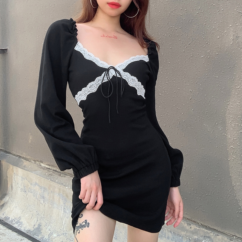 Đầm ren cổ V dài tay quyến rũ dành cho nữ | BigBuy360 - bigbuy360.vn