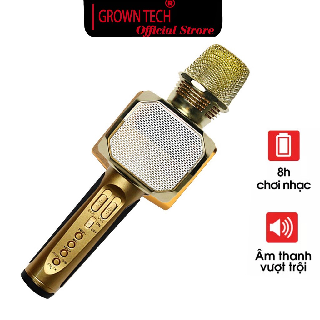 [Mã ELHACE giảm 4% đơn 300K] Micro karaoke bluetooth GrownTech SD 10 không dây 2 loa bass mạnh