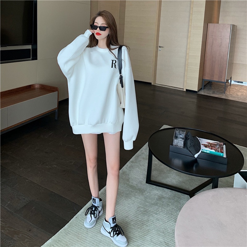 Áo sweater IELGY mỏng dáng rộng in chữ phong cách Nhật Bản hợp thời trang