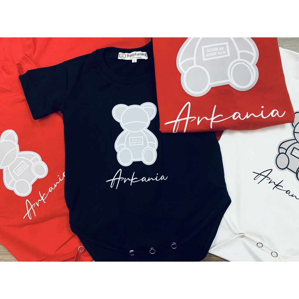 Áo gia đình Familylove - Đồng phục gia đình họa tiết hình gấu cực dễ thương chất liệu cotton 100% co giãn