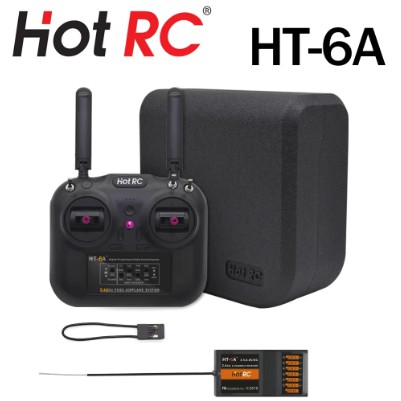 Tay điều khiển HOT RC HT-6A Sóng 2.4Ghz khoảng cách 600m, Tay cầm 6CH FHSS Mode2 dùng cho tàu, xe ô tô tăng, máy bay RC