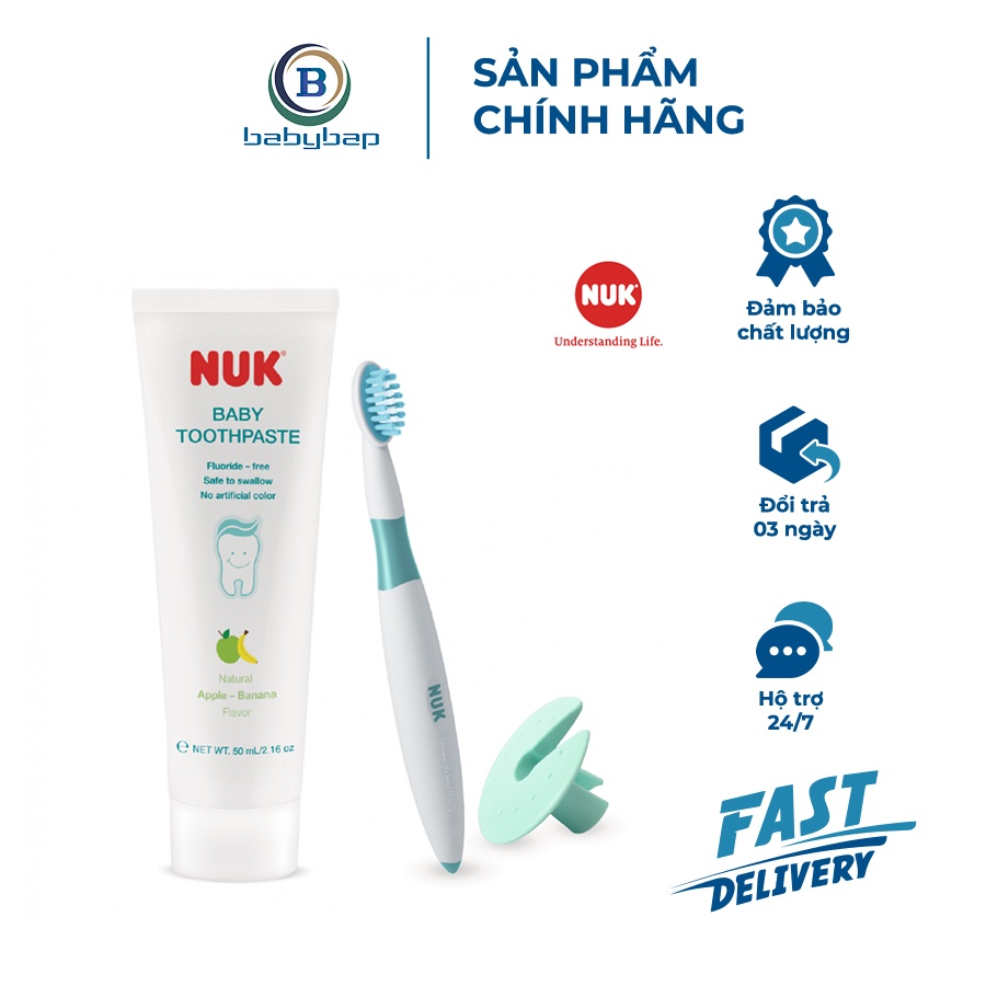 Bộ Bàn Chải Và Kem Đánh Răng NUK Cho Bé 3-36 Tháng Vệ Sĩ Đắc Lực Bảo Vệ Răng Miệng Bé