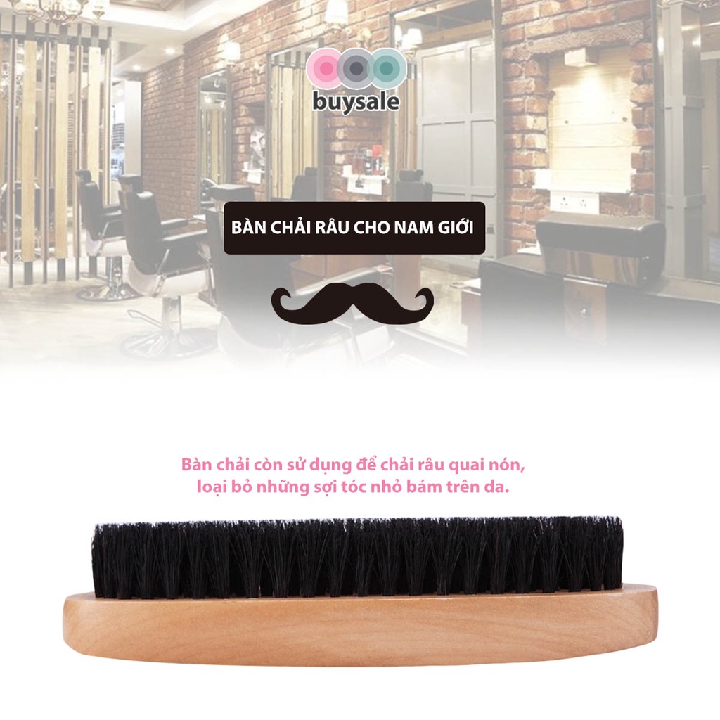Bàn chải lông heo gỗ sồi phủi bụi tóc dùng trong salon, hỗ trợ đánh xi giày đa năng, tiện ích - Buysales - BSPK254