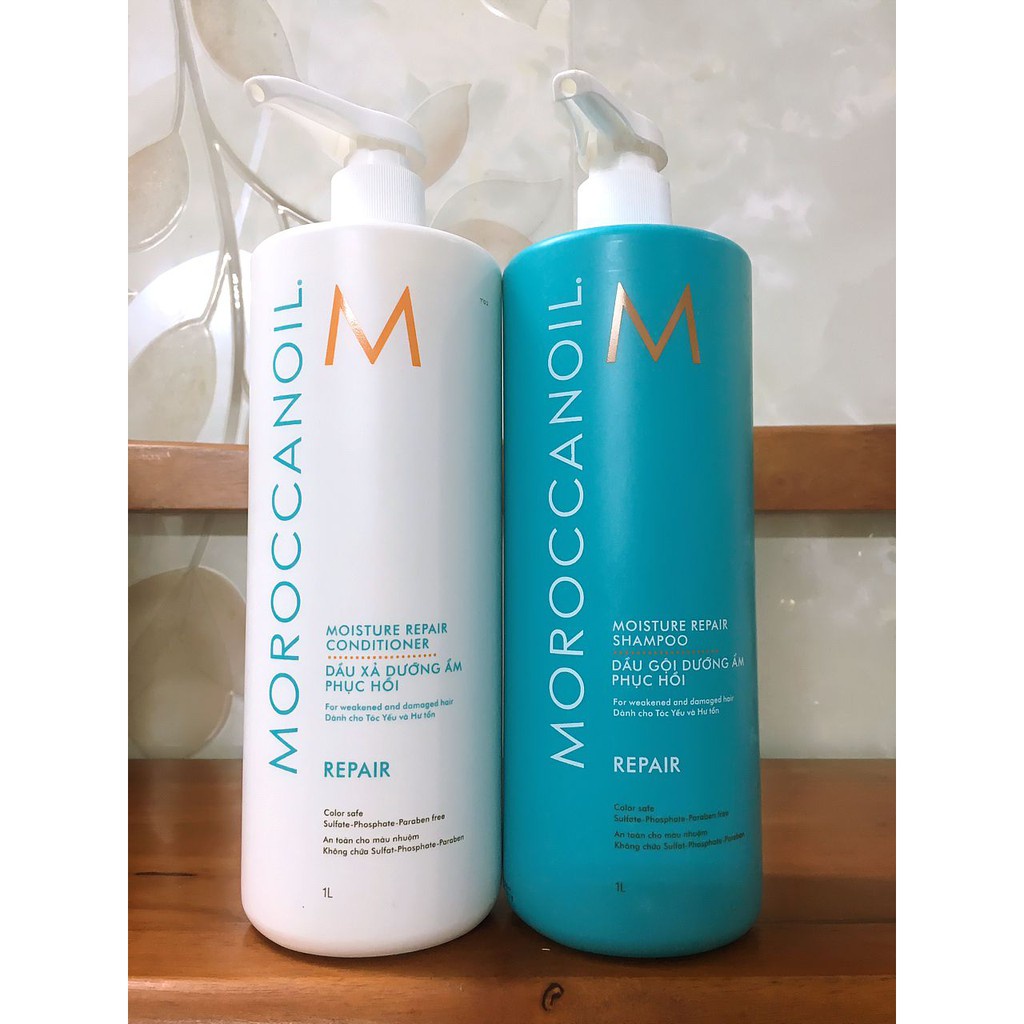 CẶP DẦU GỘI XẢ MOROCCANOIL REPAIR 1000ML⚡phục hồi hư tổn (Tặng 1 Xịt Nước Hoa Khử Mùi Cơ Thể))