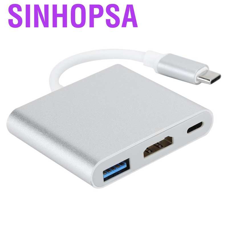 Sinhopsa USB 3.1‑C Hub 3‑in‑1 Type C 3.1 to USB‑C 4K 3.0 Adapter HDMI Cable for OS X
