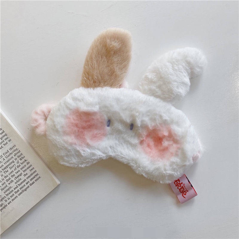 Miếng Bịt Mắt Ngủ Bằng Lông Nhung Hình Tai Thỏ Dễ Thương Cho Nữ