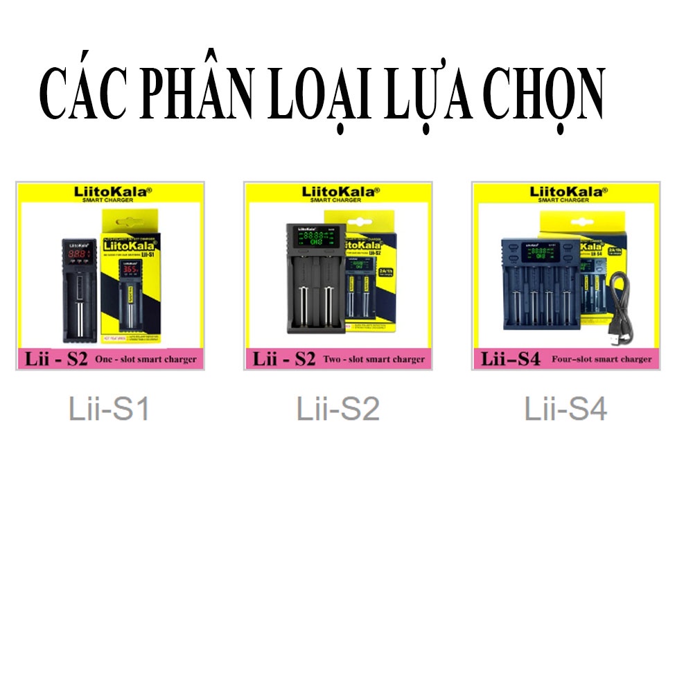 Liitokala Lii-S4 Lii-S2 Lii-S1 Sạc pin thông minh 18650 18350 18500 16340 10440 14500 26650 1.2V AA AAA NiMH