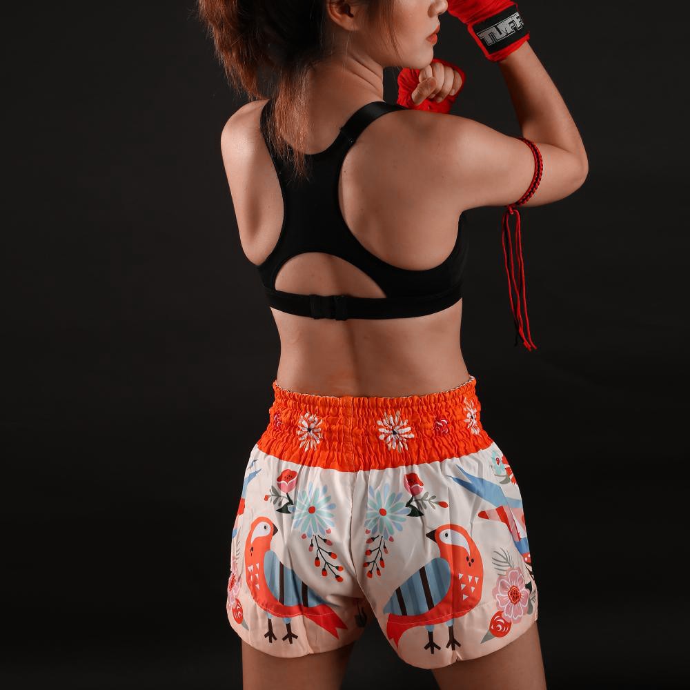 Quần Muay Thai Tuff Pastel Birds - Orange