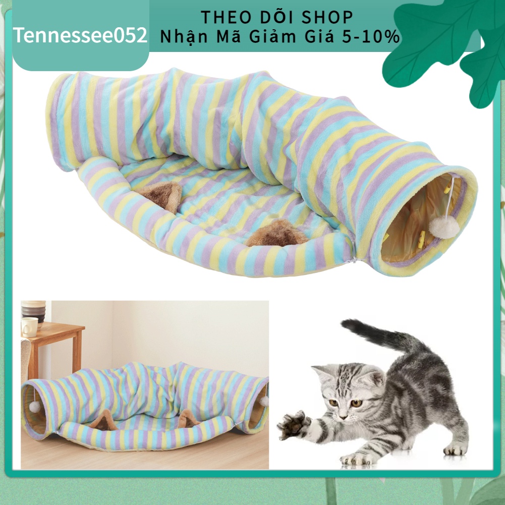 Hàng HOT Giường đường hầm cho mèo Đồ Chơi Ống Gấp mềm mại thoải mái với tấm lót Vui Nhộn Cho Mèo【Tennessee052】