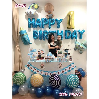 Set Bóng Bay Trang Trí Sinh Nhật Cho Bé Thôi Nôi Mã SN48