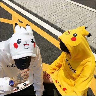 Áo Khoác Hoodie In Hoạt Hình Pikachu Kiểu Nhật Bản Cá Tính Cho Các Cặp Đôi