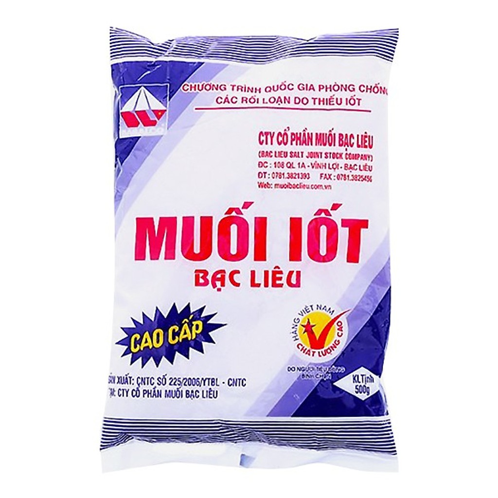 Muối iot Bạc Liêu 500g Date 8/2022