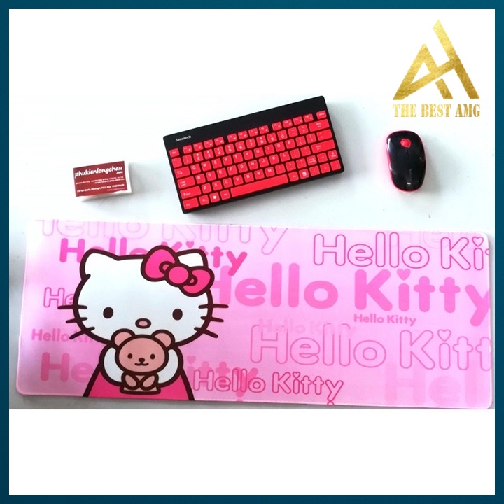 Lót Chuột Cỡ Lớn Gaming Màu Hồng Hello Kitty Dễ Thương 80x30x3 - Miếng Lót Chuột Chống Nước Siêu Bền