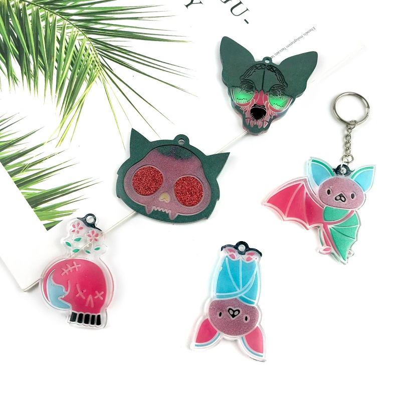 Khuôn Silicone Làm Móc Khóa / Móc Khóa Hình Đầu Lâu / Dơi Phong Cách Gothic Cho Nam Và Nữ