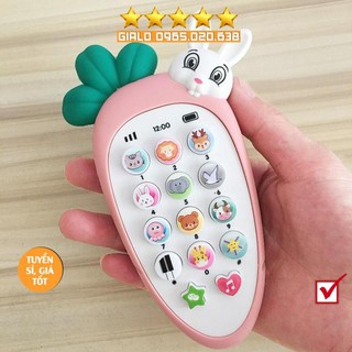 Điện thoại cà rốt-củ cải-thỏ đáng yêu-phát nhạc cho bé-Đồ chơi thông minh-phát triển IQ,EQ-Tặng kèm pin và dây đeo