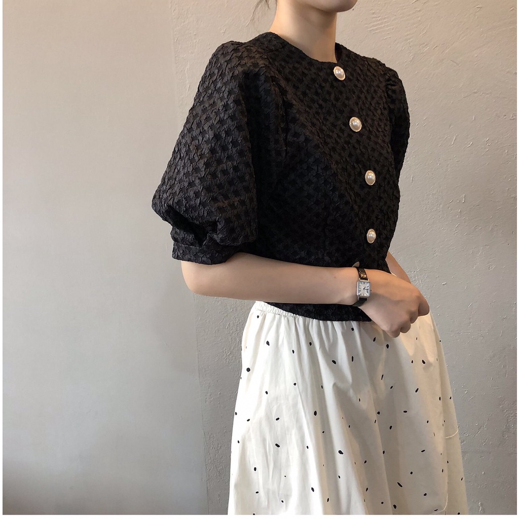 SUXI Áo kiểu cardigan tay ngắn dáng lửng phong cách retro thời trang mùa hè xinh xắn dành cho nữ