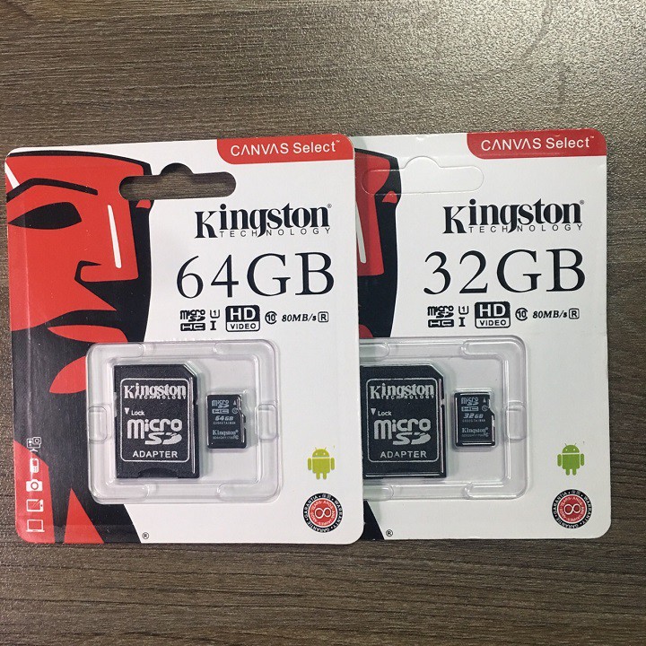 Thẻ nhớ Kingston MircoSD 64GB/32GB – Chính Hãng – Bảo hành 5 năm – Dùng cho Điện thoại – Máy ảnh – Camera – Kèm Adapter