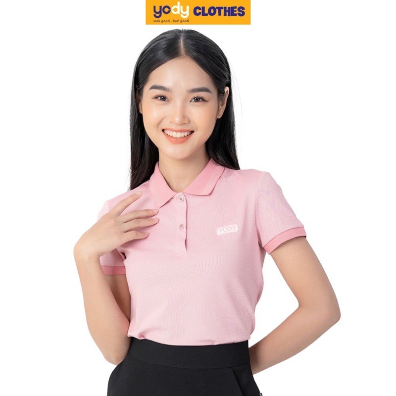 Áo thun nữ YODY polo ngắn tay cotton có cổ cao cấp thoáng mát APN3340