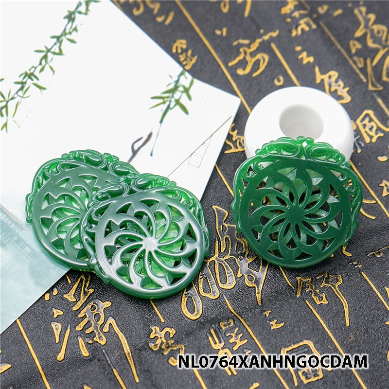 Ngọc bội resin họa tiết tròn 53mm nguyên liệu làm trâm làm trang sức cổ trang việt phục