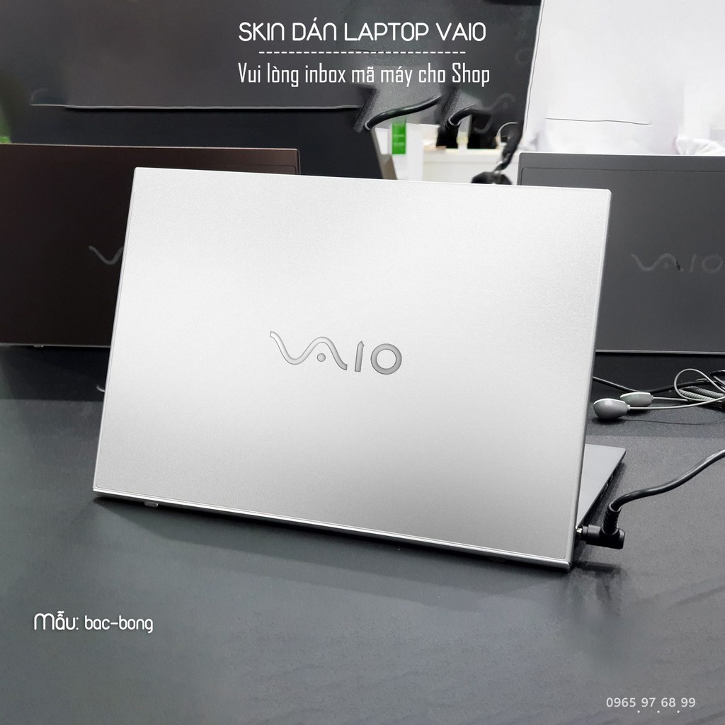 Skin dán Laptop Sony Vaio in màu bạc bóng (inbox mã máy cho Shop)
