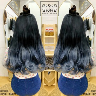 [Hình Thật] KẸP PHỒNG CHỮ U OMBRE XANH XÁM KHÓI 50cm