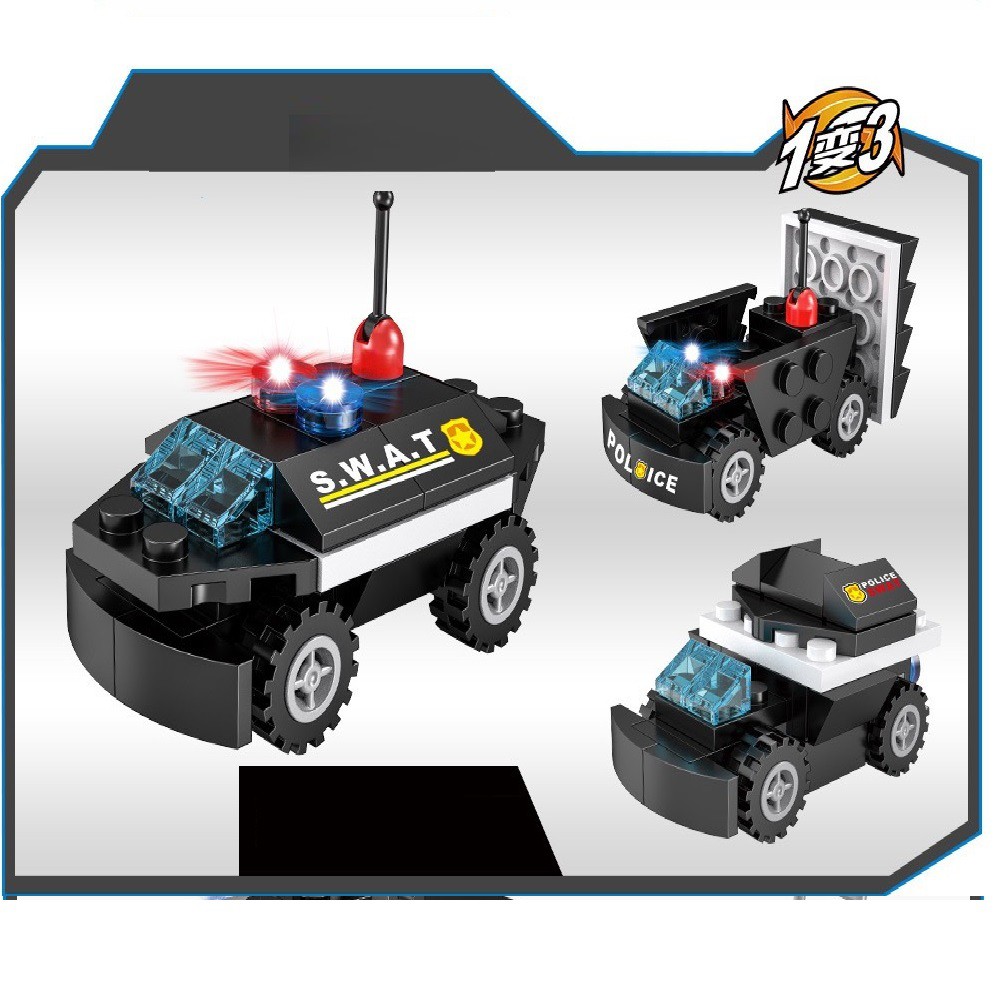 [242 CHI TIẾT] Bộ Lego lắp ráp xếp hình xe cảnh sát đặc nhiệm SWAT đen, giúp bé phát triển tư duy