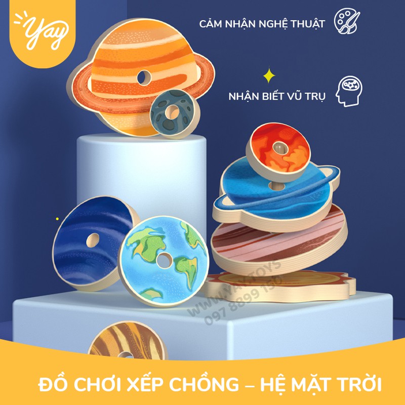 (2 chủ đề) Trò Chơi Tháp Vòng Gỗ Vũ Trụ/Hệ Mặt Trời  &amp; Sư Tử 1+ Mideer