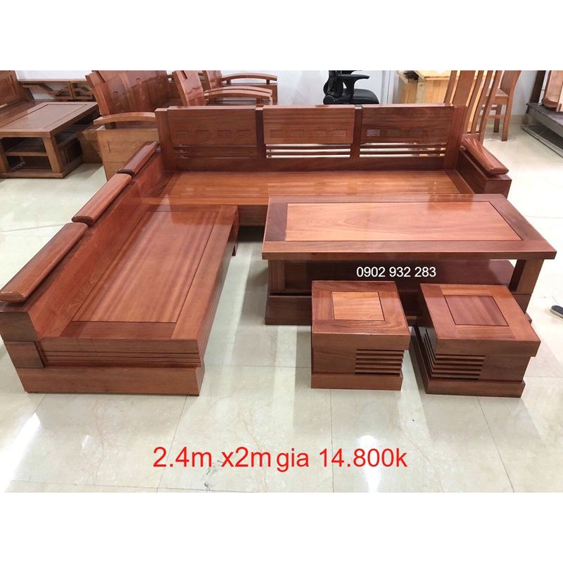 Sofa góc gỗ xoan đào, bàn ghế phòng khách gỗ sang trọng5 giá xưởng, chất gỗ đẹp