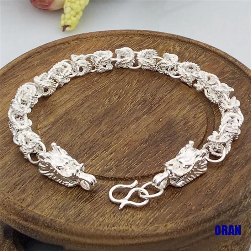 Vòng Tay Mạ Bạc Hình Rồng Thời Trang Cho Nam
