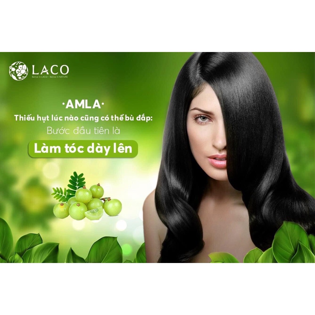 Combo dưỡng tóc chuyên sâu Amla Detox Laco mang lại một mái tóc chắc khỏe  + sữa tắm Sake Laco 5ml giúp làm sạch da