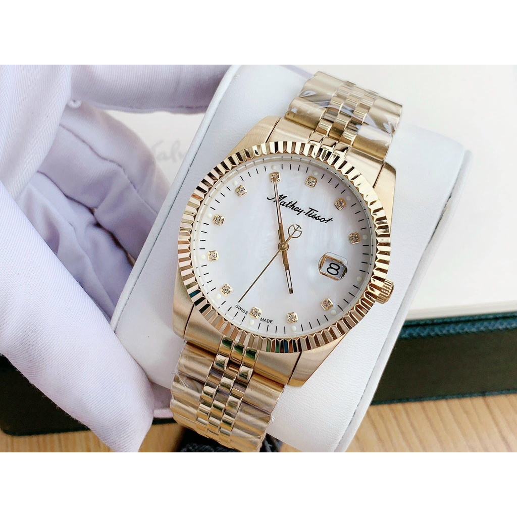 Đồng hồ nam Mathey Tissot Mathy II nam, mặt trắng, dây vàng H710PI