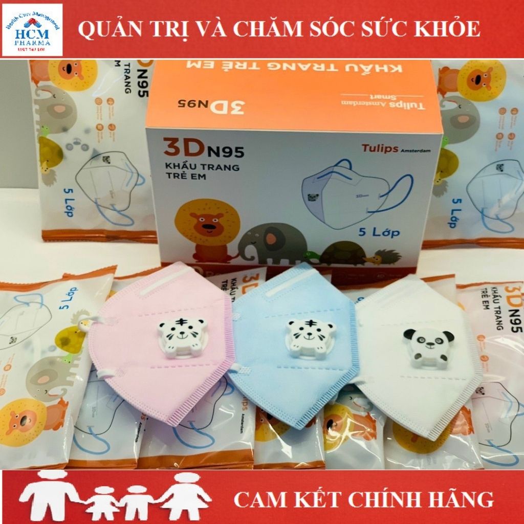 Khẩu trang n95 trẻ em cho bé từ 3 tuổi Tulips chính hãng có van thở 1 cái HCM23