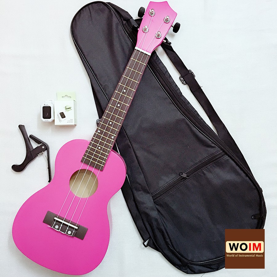 Combo Đàn Ukulele Concert Woim 33A19 Size 23 Kèm Bao Vải + Capo + Máy Lên Dây Điện Tử ( tuner ) - HÀNG CÓ SẴN