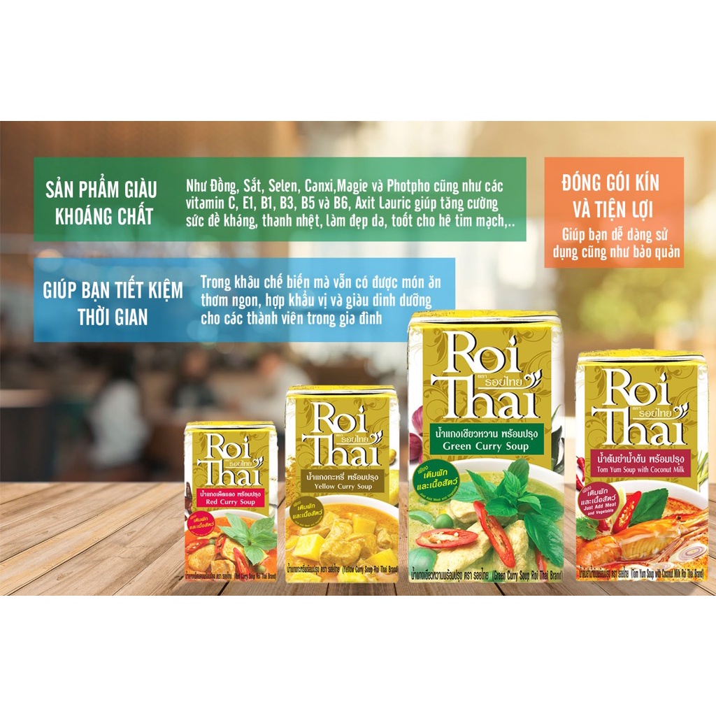 [Hộp 250ml – VÀNG] SÚP CÀ RI VÀNG [Thailand] ROI THAI Yellow Curry Soup (halal) (ttdt)