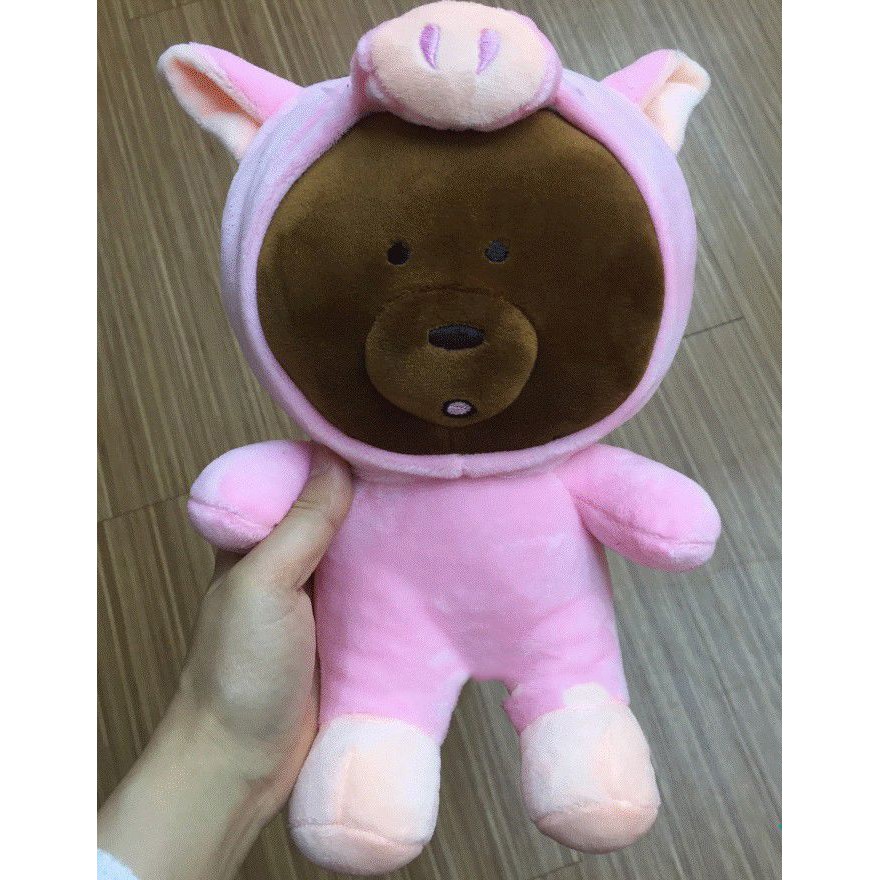 gấu bông ba anh em gấu uống nước G2B13 gấu bông bare bear cosplay mặc áo thú 20cm