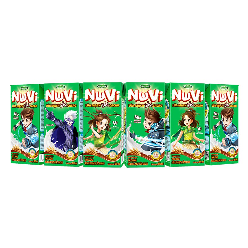 [Date mới] Sữa Nuvi ⚡Nutifood⚡ NuVi Sữa Lúa Mạch Lắc Cacao - Thùng 48 hộp x 180ml