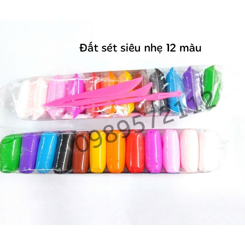 Đất sét siêu nhẹ (bịch 12 màu).Đất nặn soft clay siêu nhẹ.