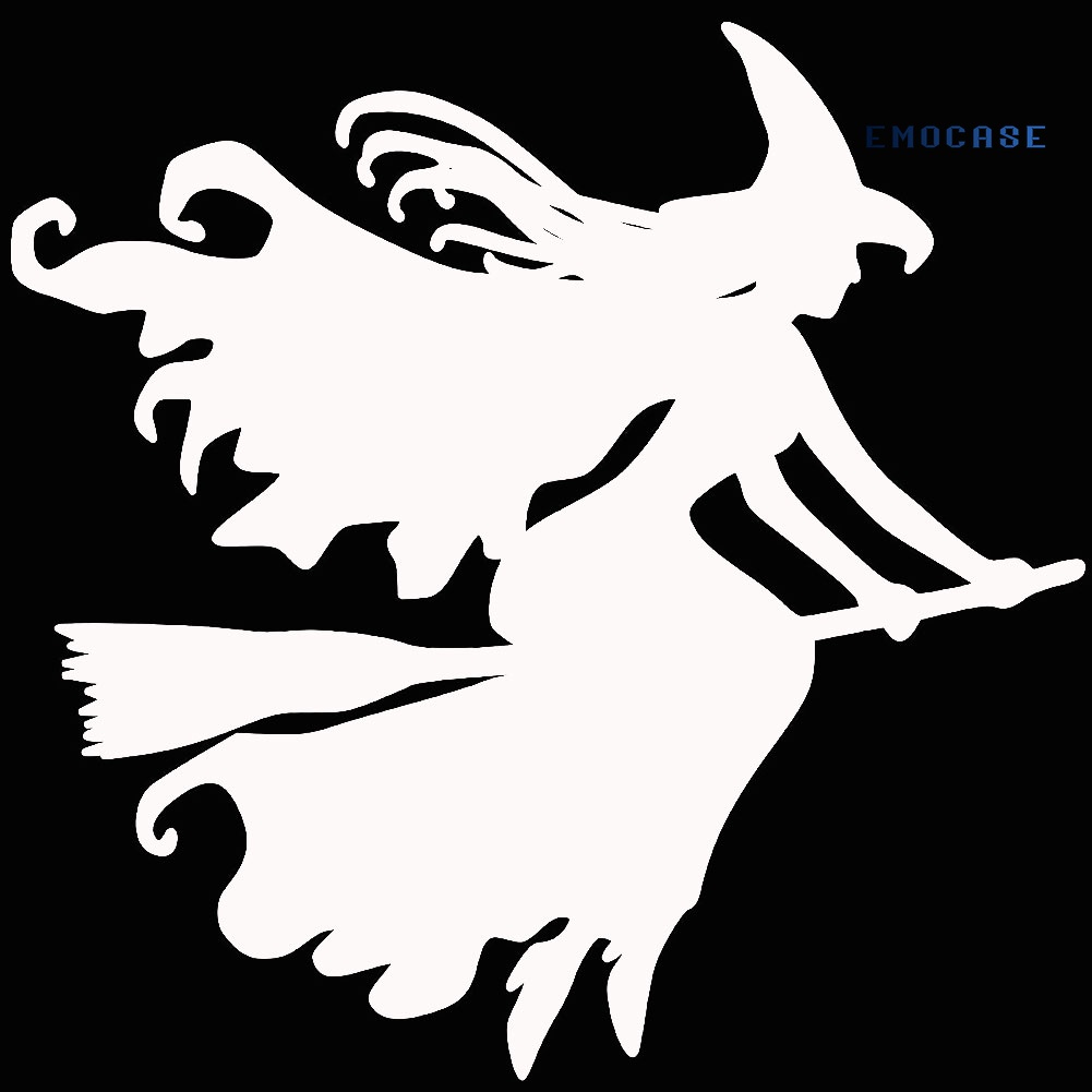 Sticker Phản Quang Họa Tiết NY-Witch on Broomstick Trang Trí Xe Hơi Phong Cách Halloween