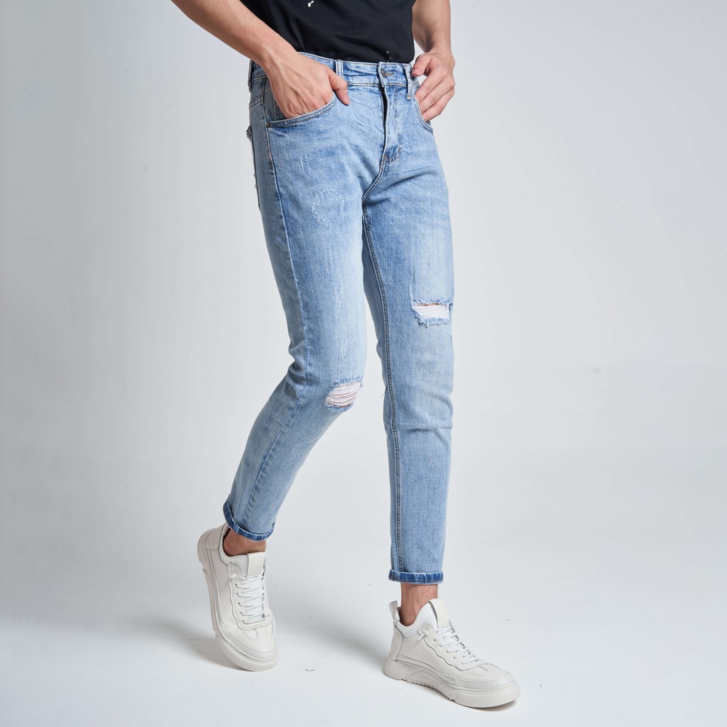 Quần Jean Nam Chất Bò Đẹp Local Brand KRIK Dáng Slimfit Rách Xước QJ1018