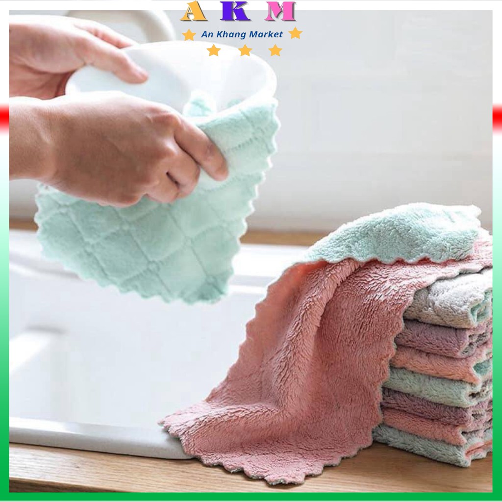 ⛔ANKHANG MART⛔ Khăn lau bếp (LOẠI 2 MẶT) combo 10 chiếc khăn lau nhà bếp